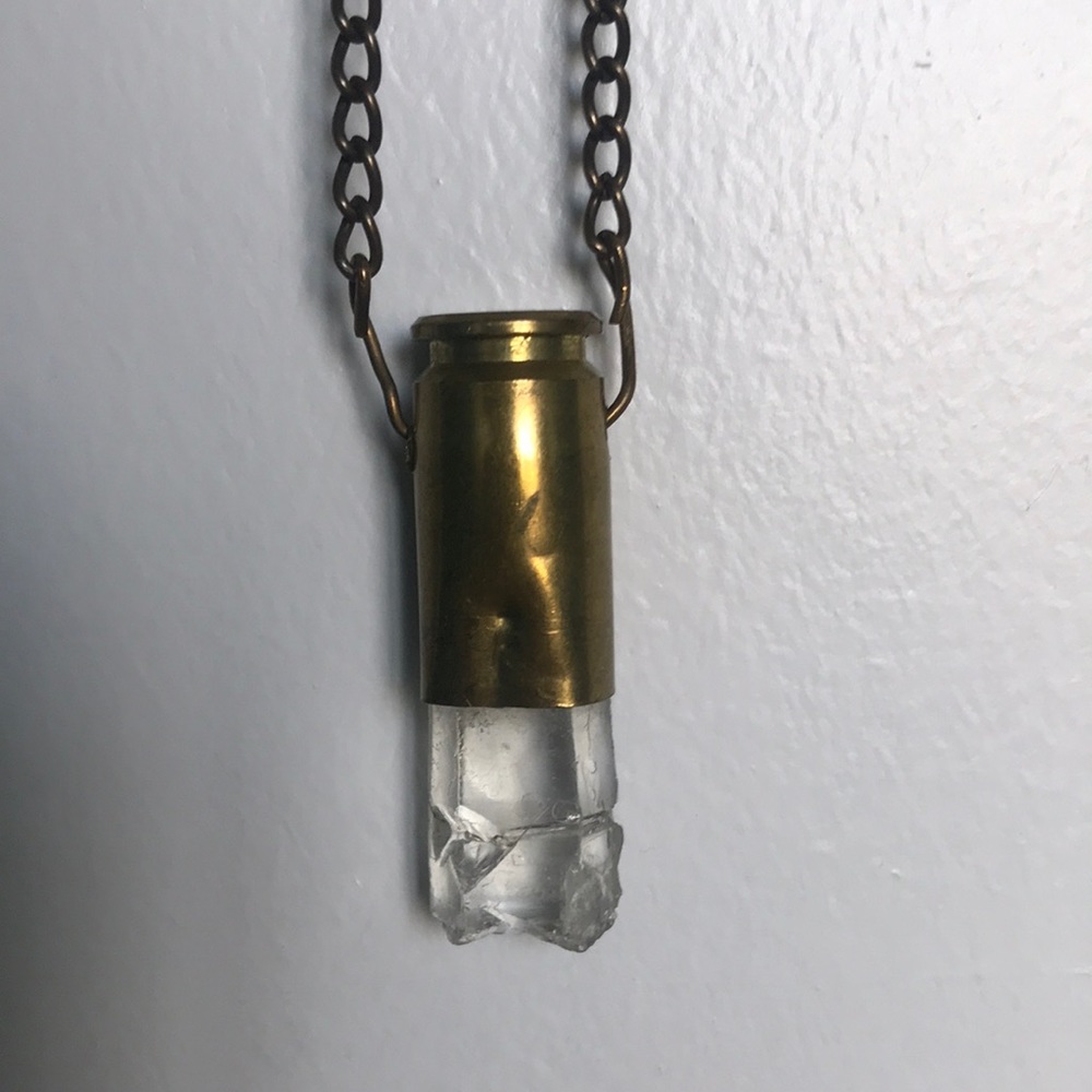 Unisex Crystal in Bullet Casing Necklace